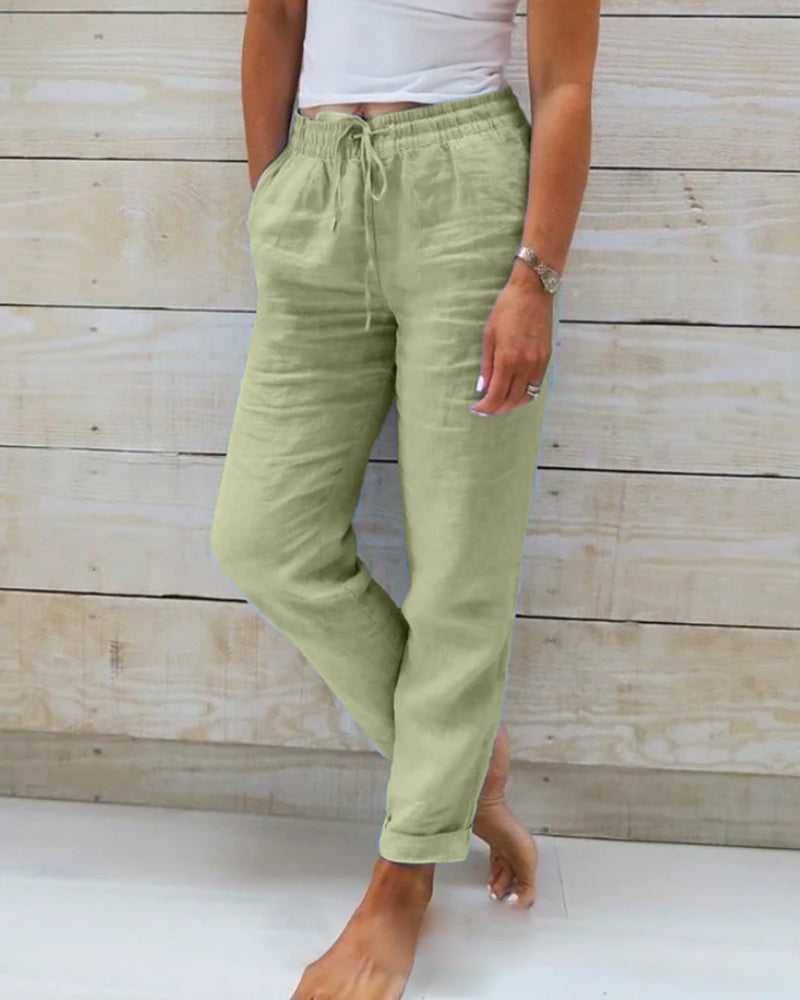 Allison - Pantalon sur mesure en coton-lin de luxe