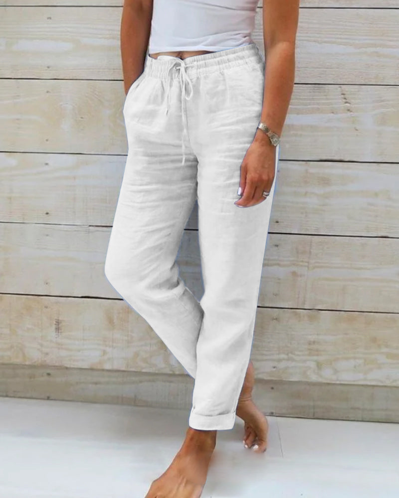 Allison - Pantalon sur mesure en coton-lin de luxe