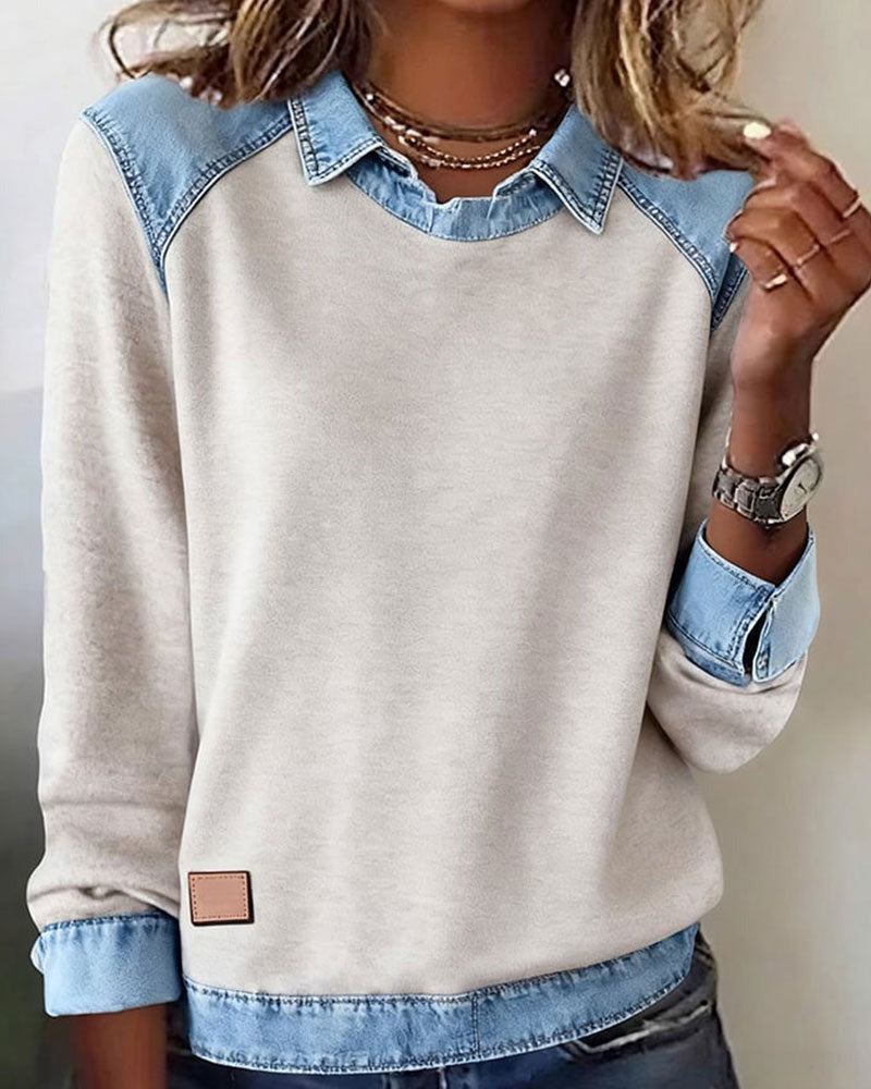 Emma | Pull polo avec détails en denim
