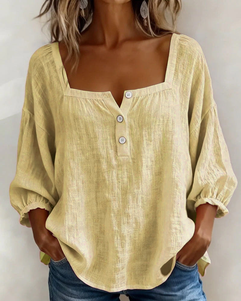 Glyressa - Blouse Femme Élégante à Col Carré