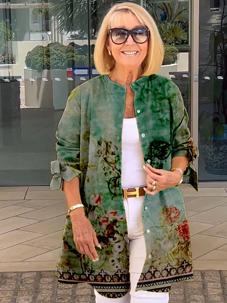 Florabel - Veste en Coton Imprimée avec Manches à Nœud