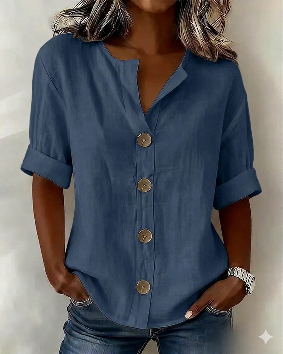 Pavixa - Blouse Femme Légère Boutonnée Coupe Fluide Pour Été
