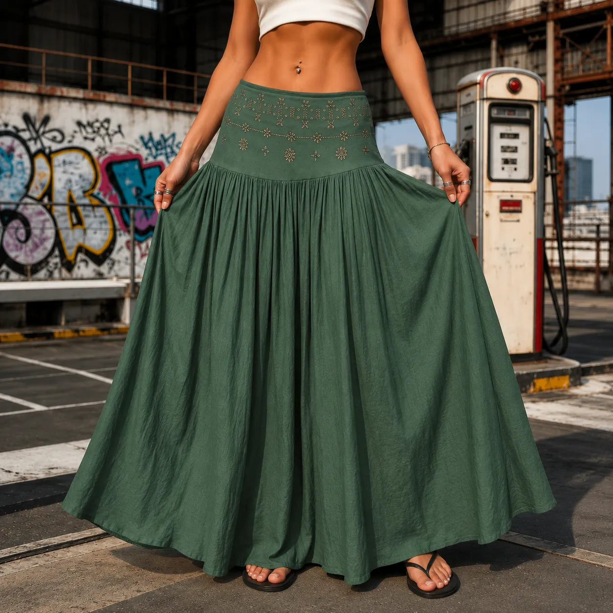 Jupe Maxi Femme Soléra – Style Boho, Taille Haute