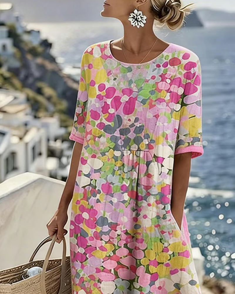 Elena - Robe midi florale légère et fluide