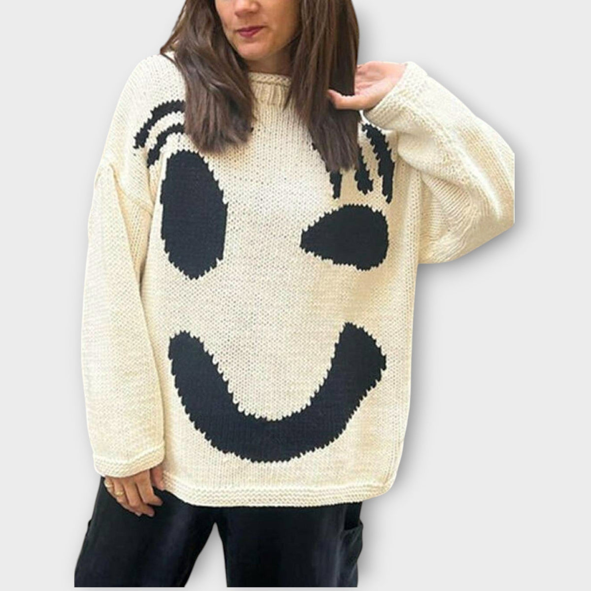 Pull en Maille Abstrait Fait à la Main
