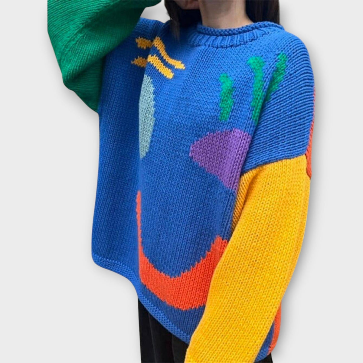 Pull en Maille Abstrait Fait à la Main
