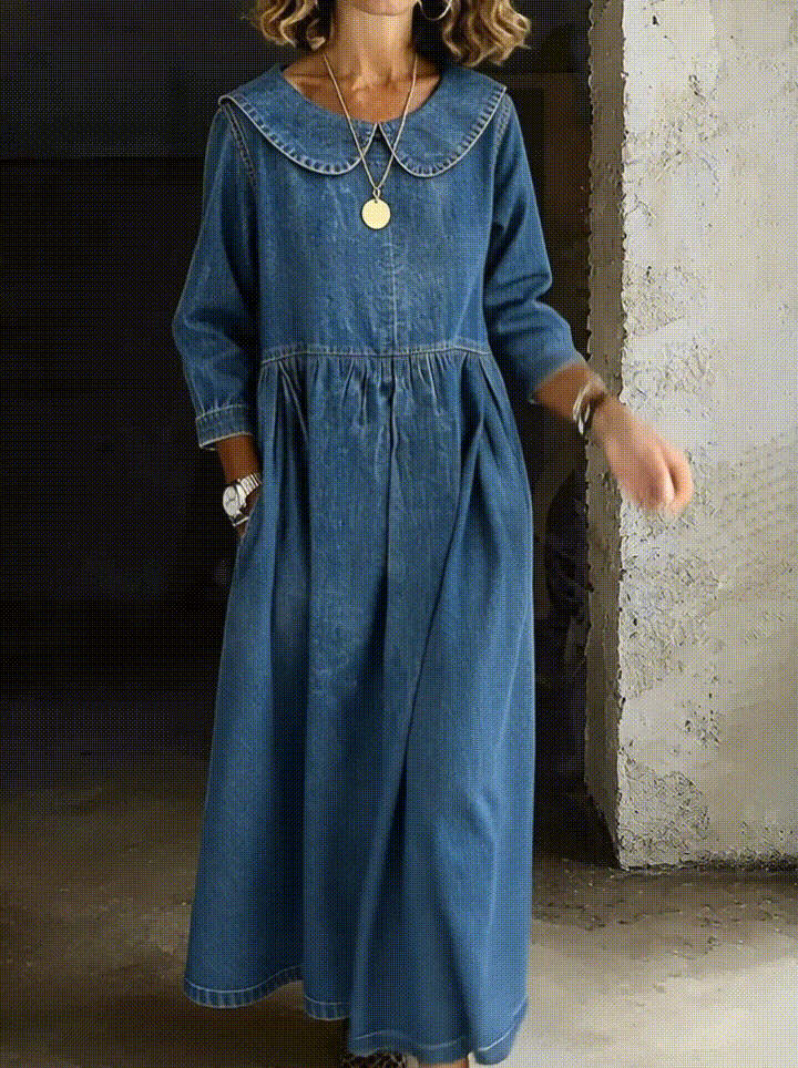 Clara - Denim Dress with Peter Pan Collar