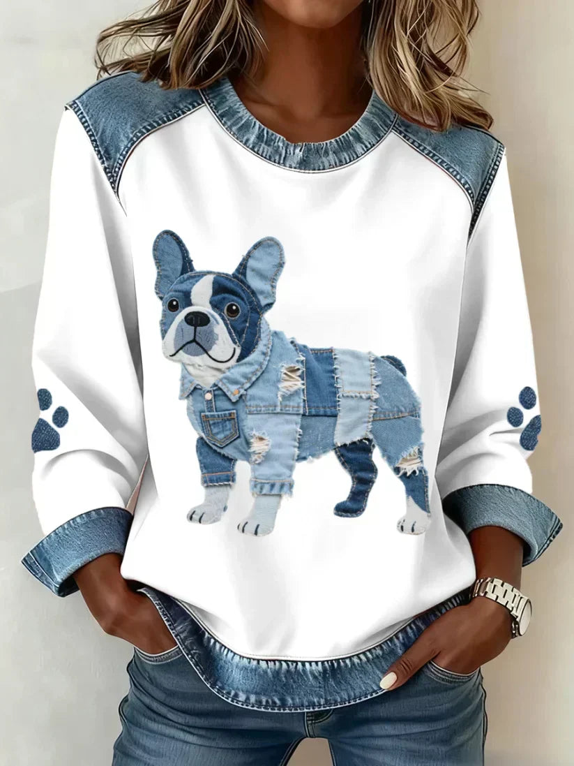 Lilah – Sweat-shirt avec imprimés de teckel et patchwork