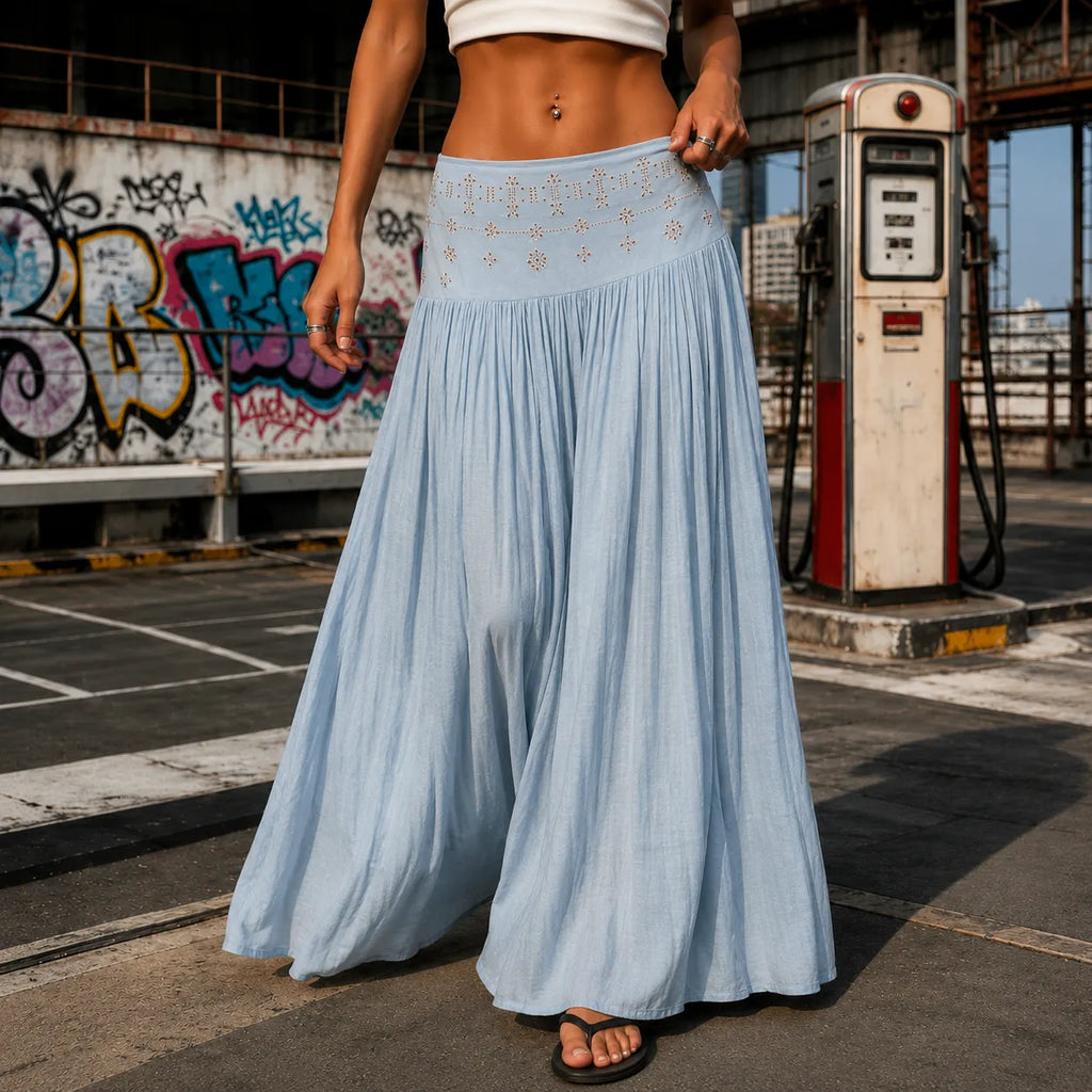 Jupe Maxi Femme Soléra – Style Boho, Taille Haute