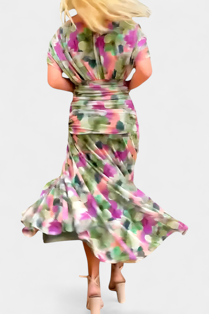 Abigail - Robe longue florale à décolleté en V