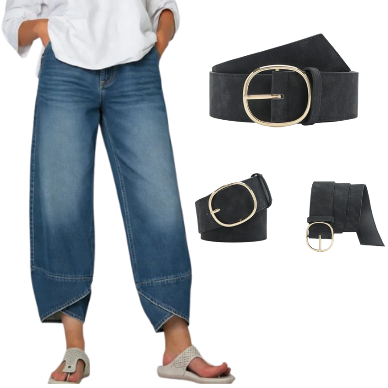 Havina - Jean Large Croisé Moderne Pour Femme