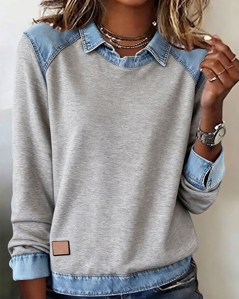 Emma | Pull polo avec détails en denim