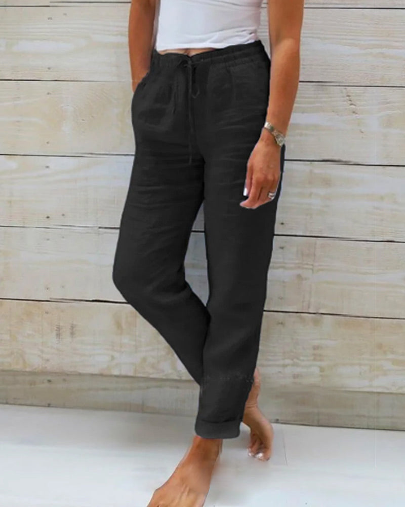 Allison - Pantalon sur mesure en coton-lin de luxe