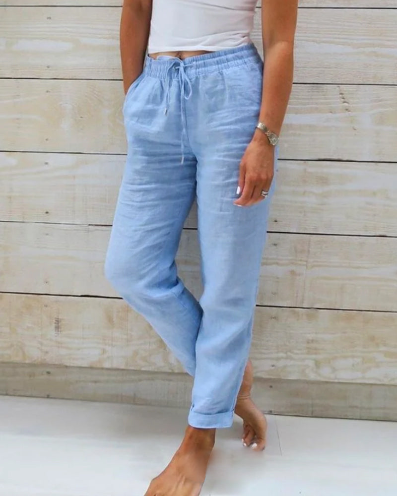 Allison - Pantalon sur mesure en coton-lin de luxe