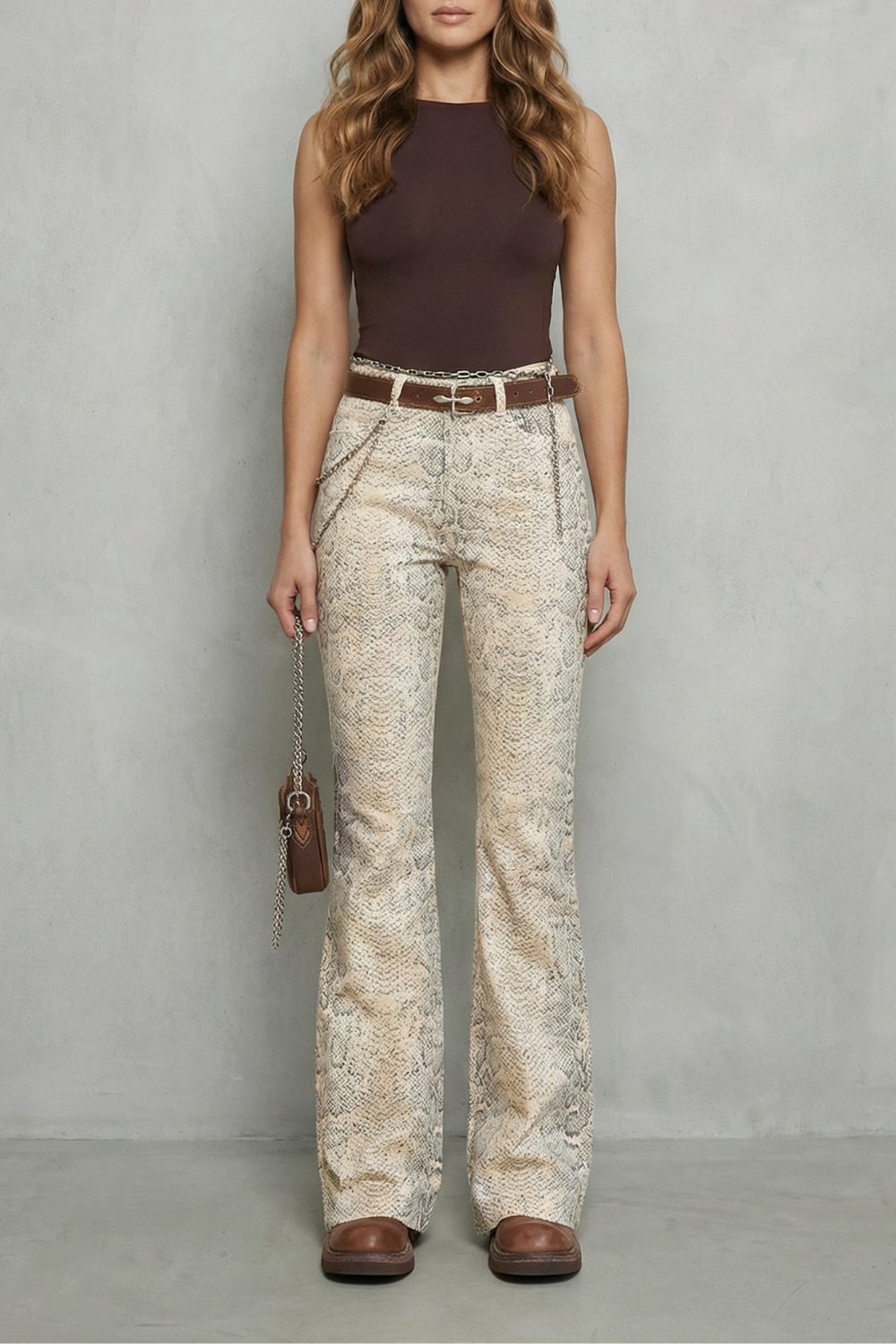 Jean Palazzo Femme Seraphielle – Beige, Imprimé Serpent