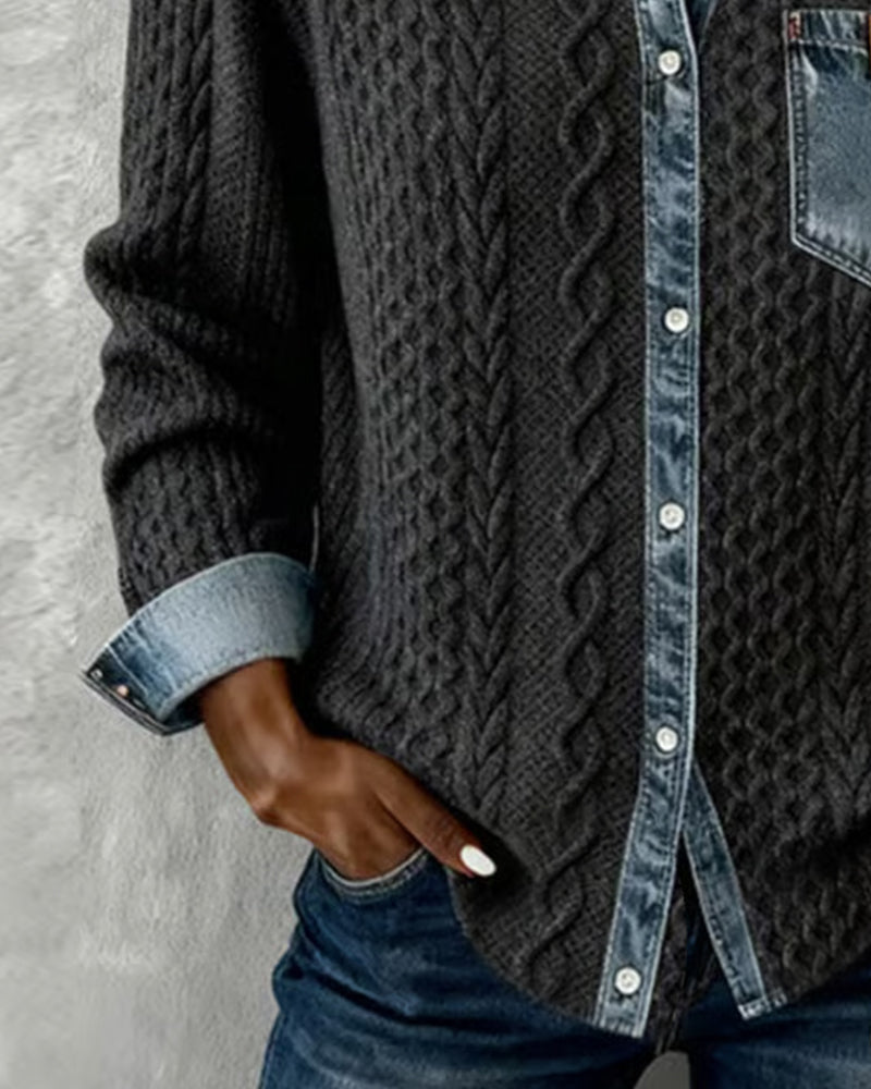 Chemise à manches longues avec détails en denim