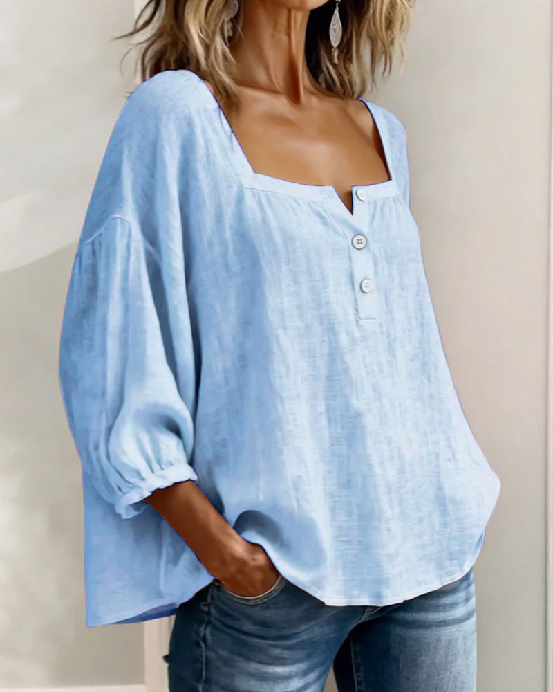 Glyressa - Blouse Femme Élégante à Col Carré