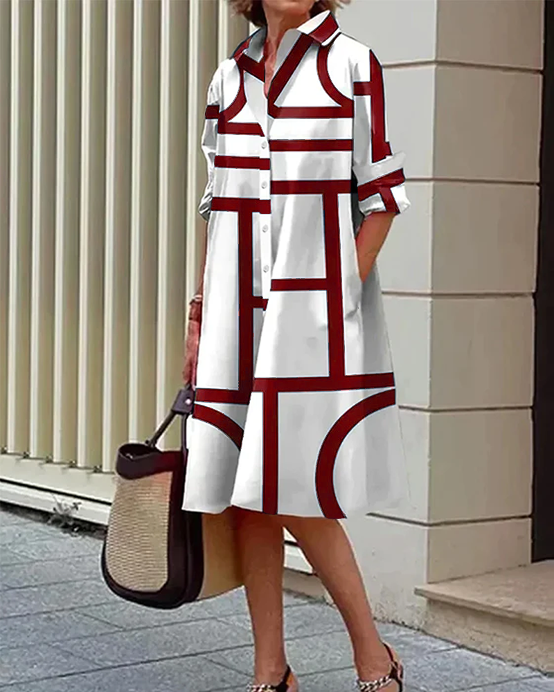 Robe avec poches et imprimé géométrique
