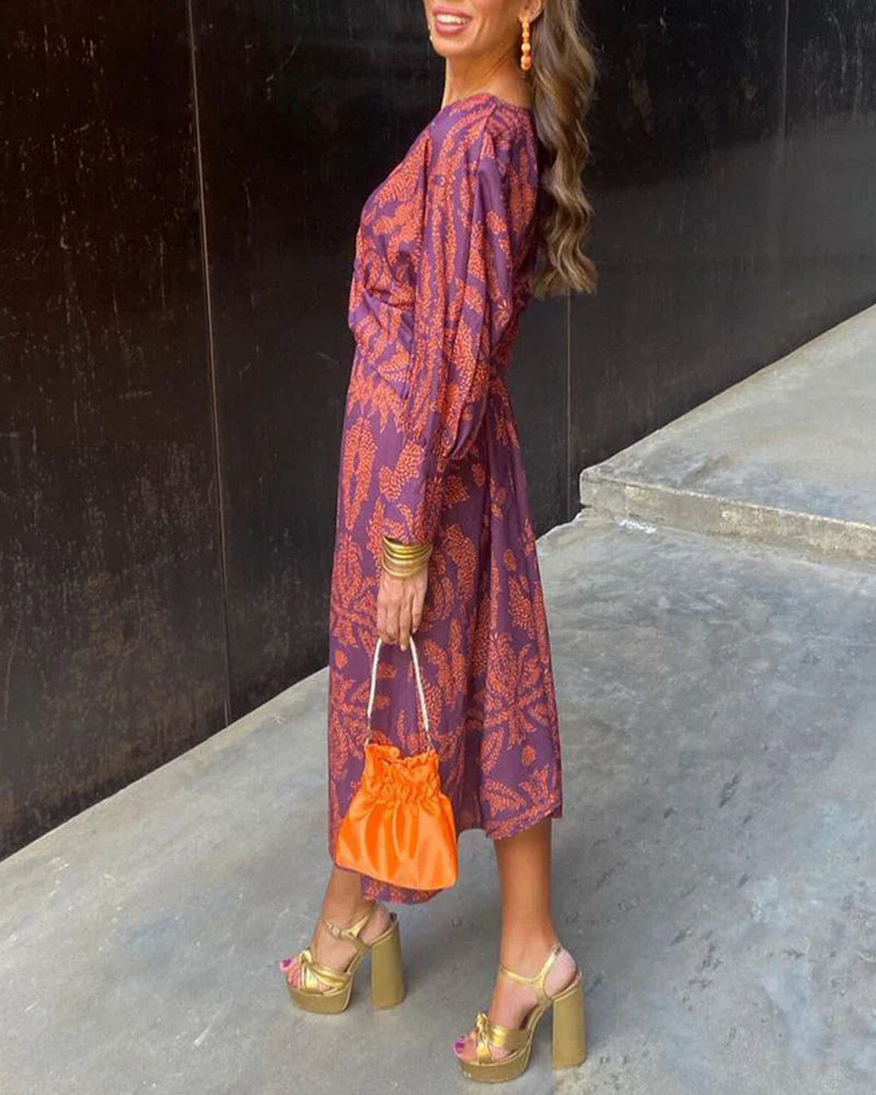 Isadora | Robe Midi Élégante avec Imprimé Enchantement Intemporel