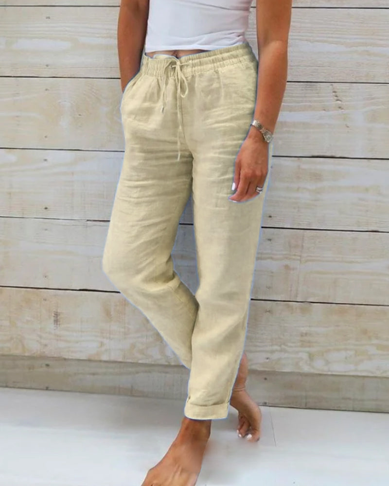Allison - Pantalon sur mesure en coton-lin de luxe