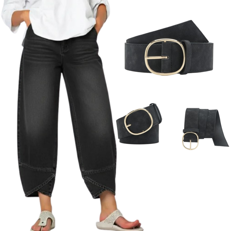 Havina - Jean Large Croisé Moderne Pour Femme