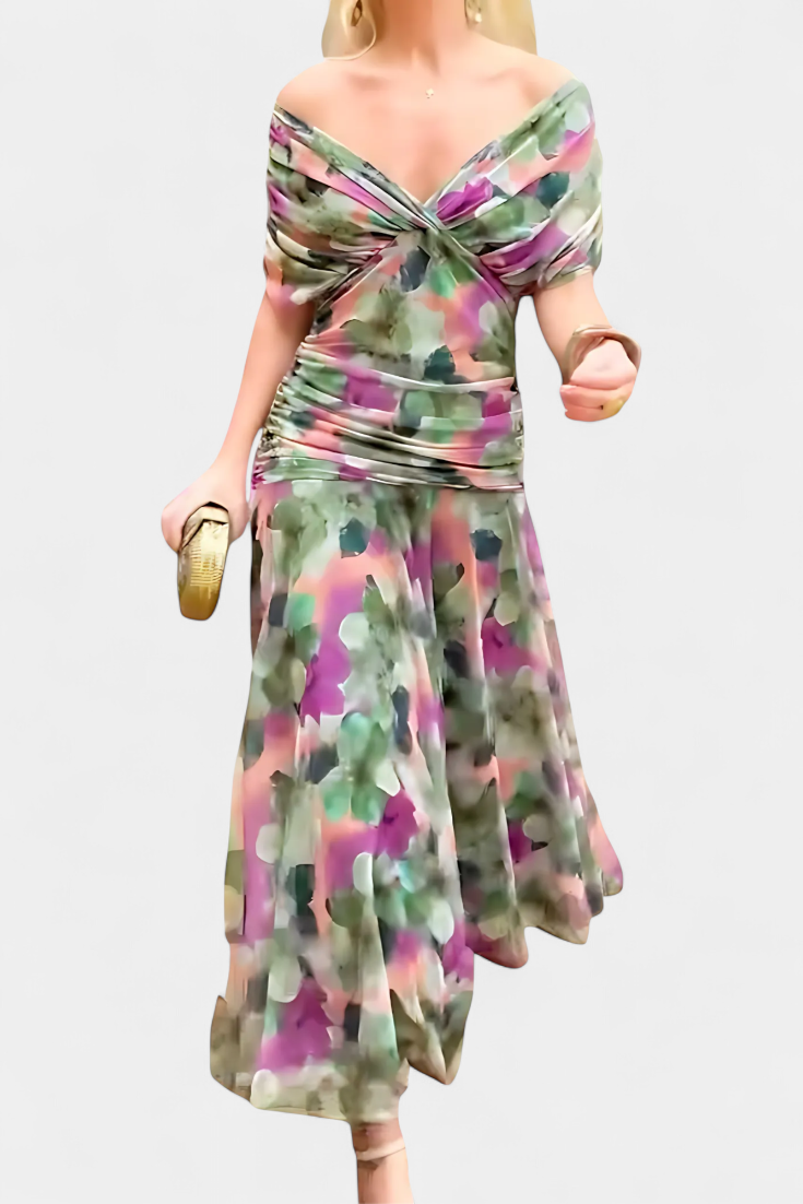 Abigail - Robe longue florale à décolleté en V