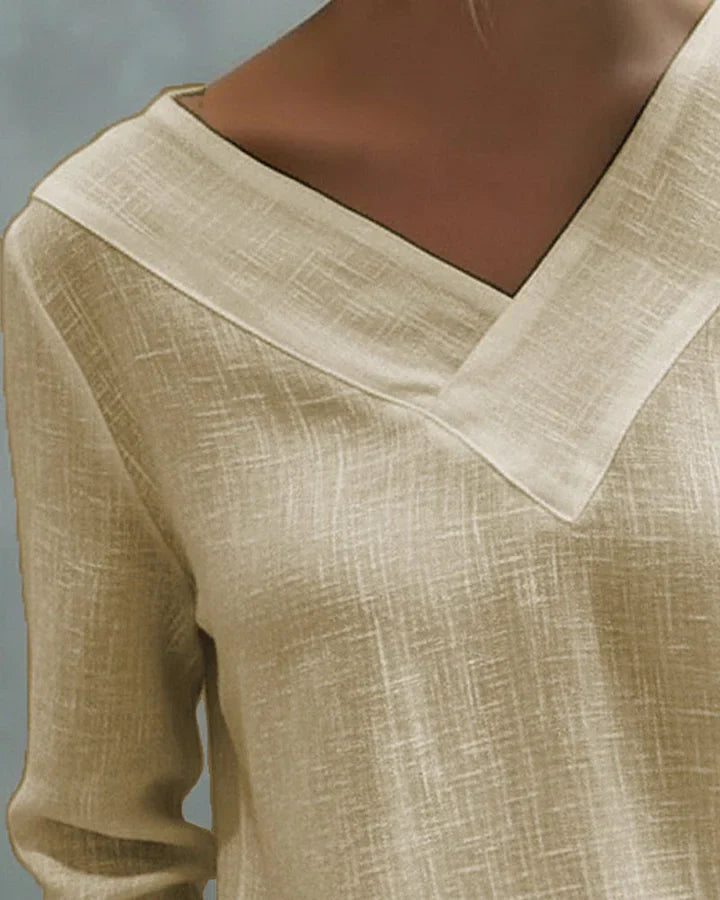 Calira - Haut Off-Shoulder V-Neck à Toucher Doux