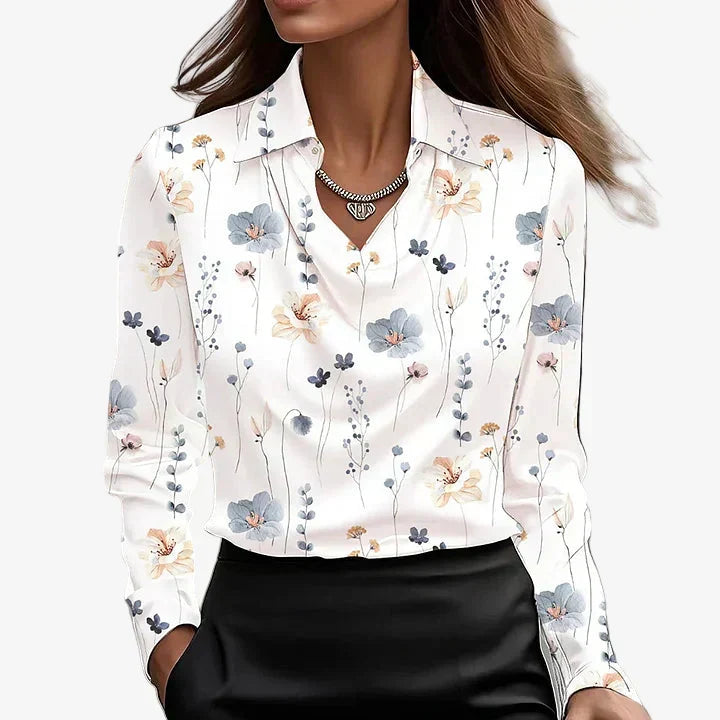 Elira™ | Chemisiers en satin à manches longues et encolure drapée pour femmes