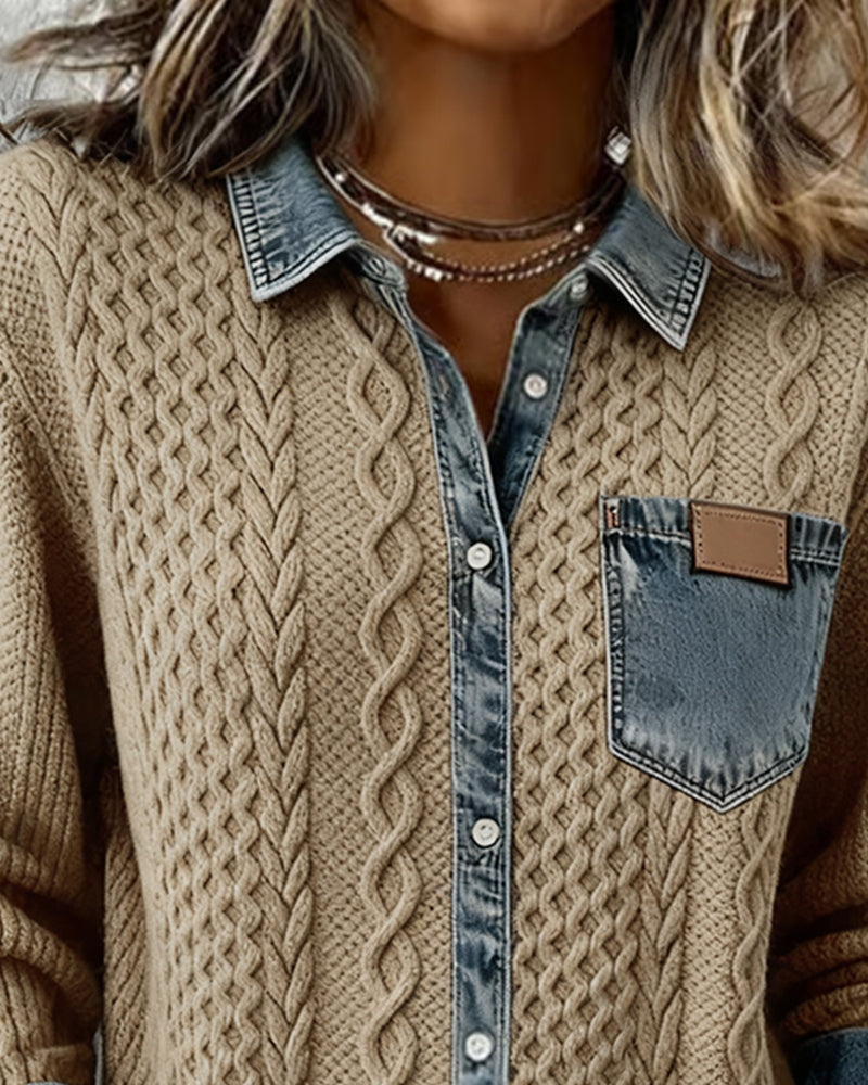 Chemise à manches longues avec détails en denim
