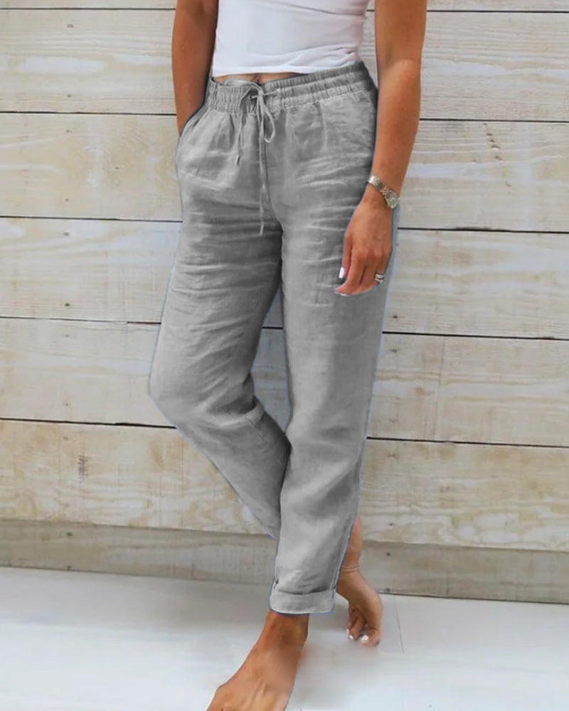 Allison - Pantalon sur mesure en coton-lin de luxe
