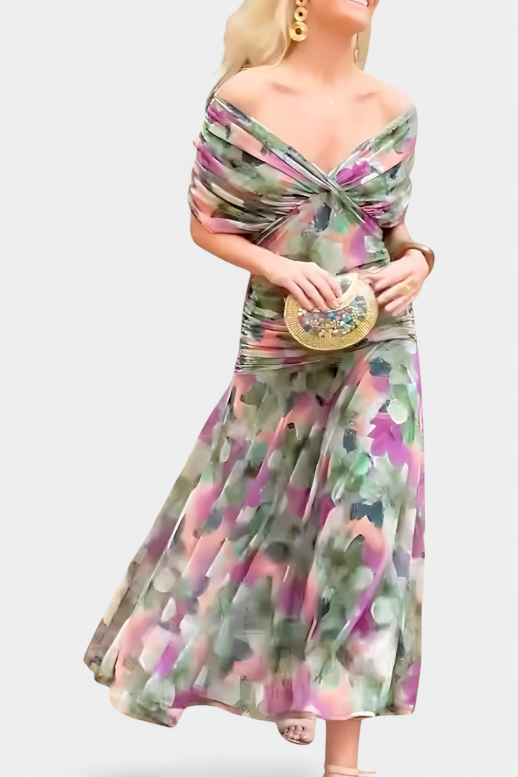 Abigail - Robe longue florale à décolleté en V