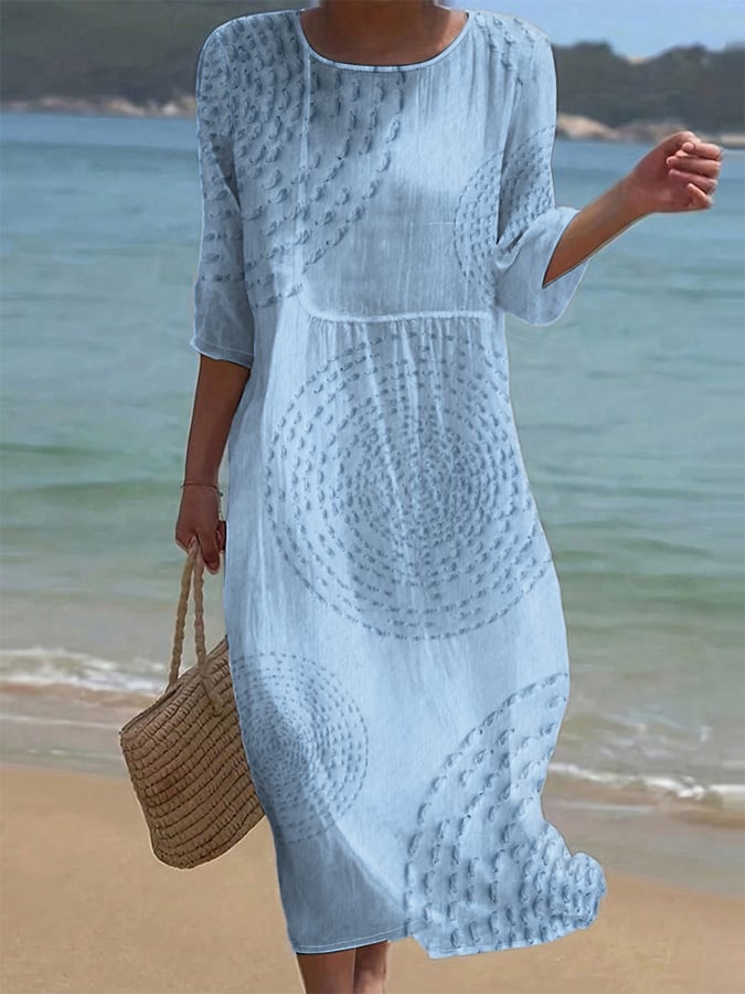 Pavessa - Robe Midi Fluide En Coton Et Lin À Motif Texturé