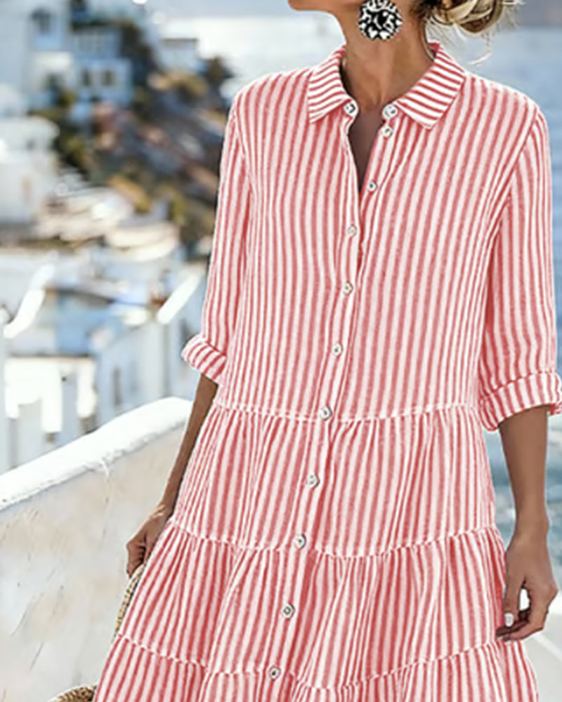 Robe Chemise À Rayures Verticales