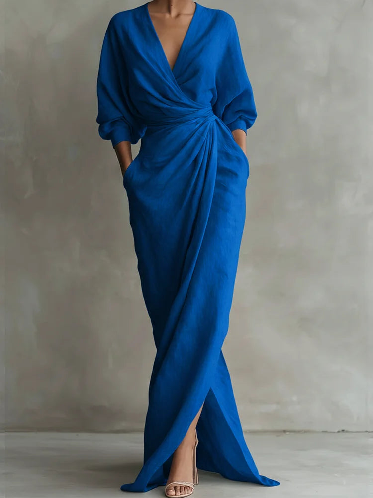 Robe extra-longue en lin et coton pour femmes