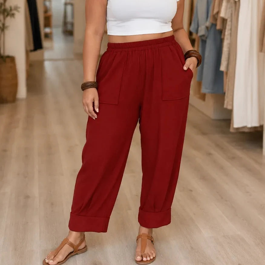 Pantalon Femme Loriane – Coupe Détendue, Taille Élastique