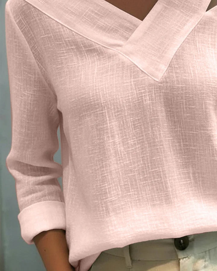 Calira - Haut Off-Shoulder V-Neck à Toucher Doux