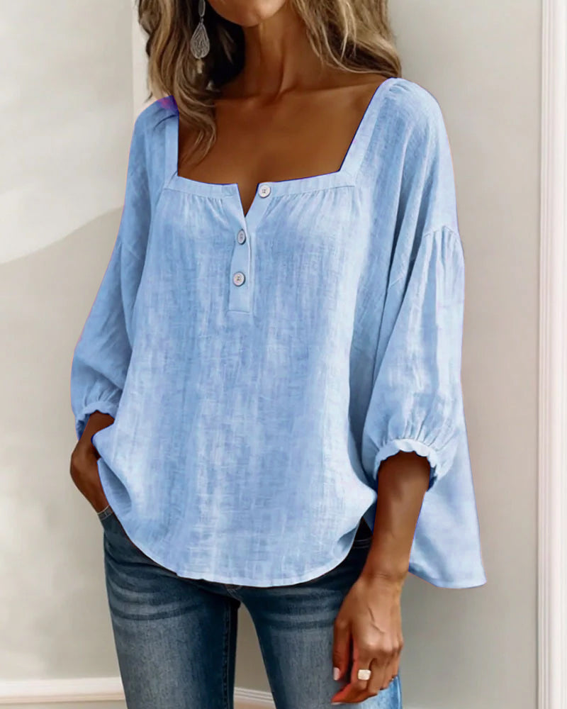 Glyressa - Blouse Femme Élégante à Col Carré