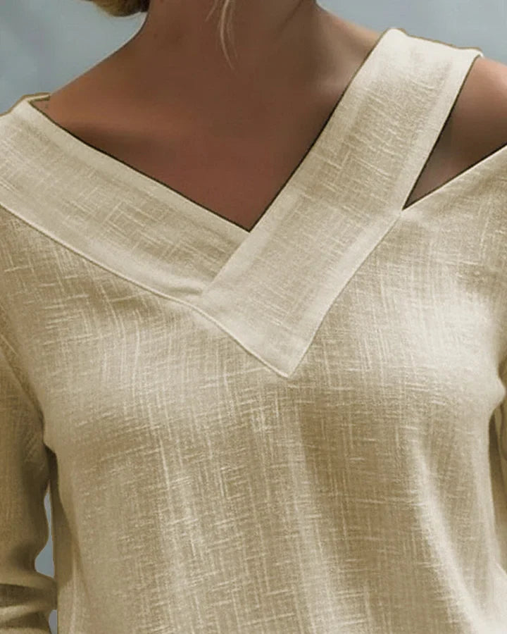 Calira - Haut Off-Shoulder V-Neck à Toucher Doux