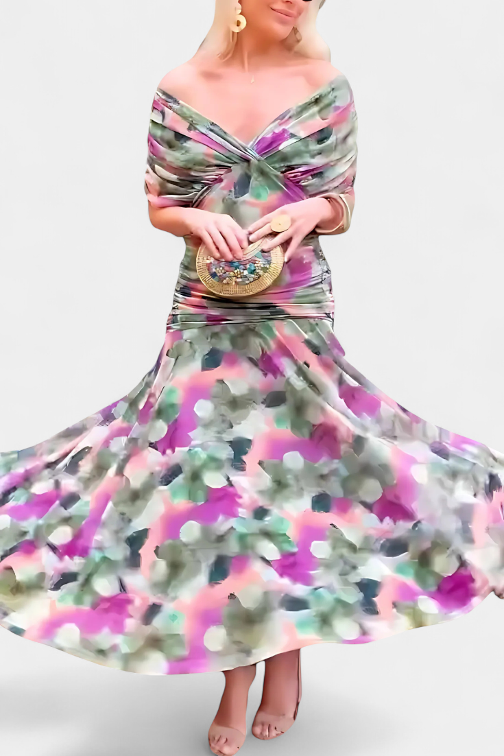 Abigail - Robe longue florale à décolleté en V