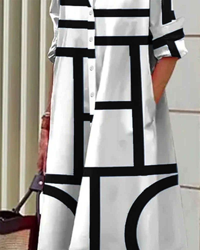 Robe avec poches et imprimé géométrique