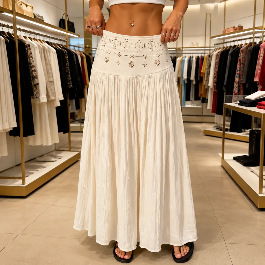 Jupe Maxi Femme Soléra – Style Boho, Taille Haute