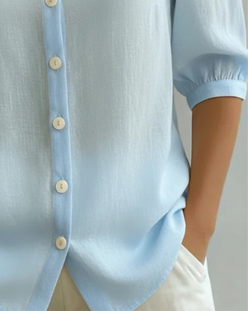 Chemisier Femme Coton Col Peter Pan Manches 3/4 Chic
