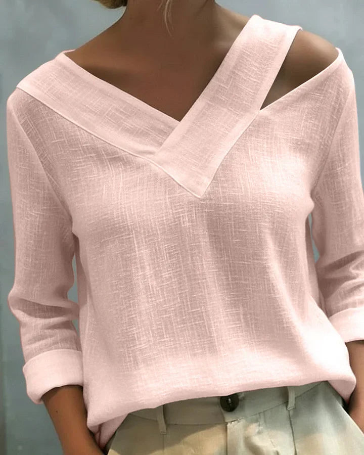 Calira - Haut Off-Shoulder V-Neck à Toucher Doux
