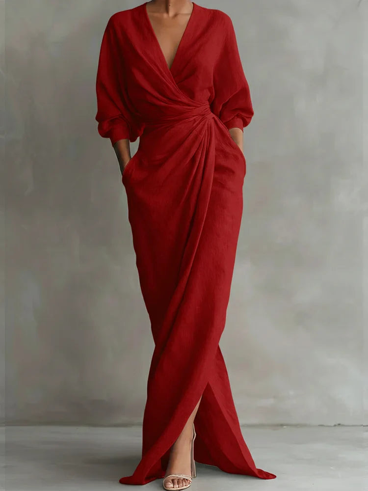 Robe extra-longue en lin et coton pour femmes