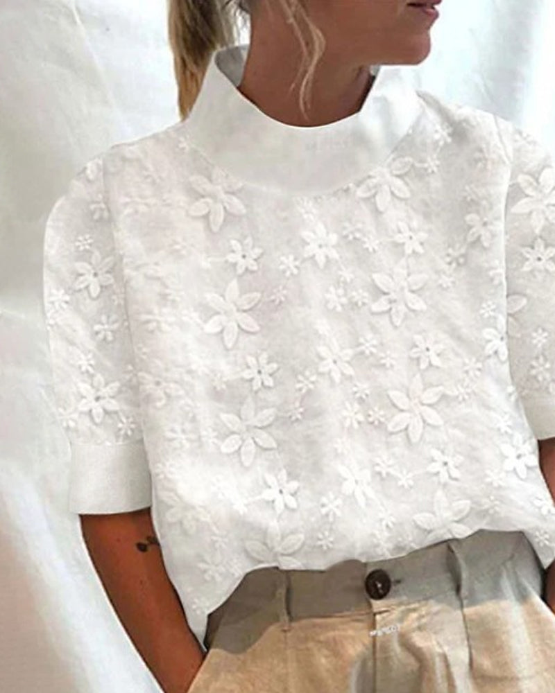 Haut Femme Élégant à Col Montant | Style Bureau & Quotidien
