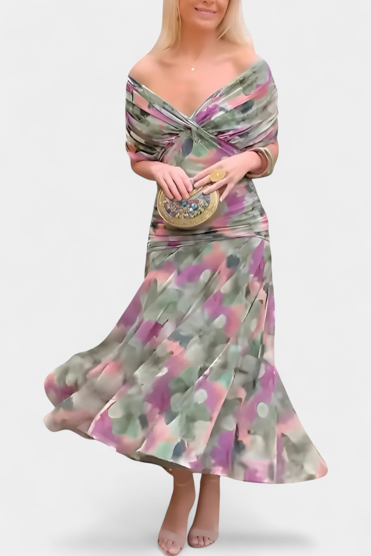Abigail - Robe longue florale à décolleté en V