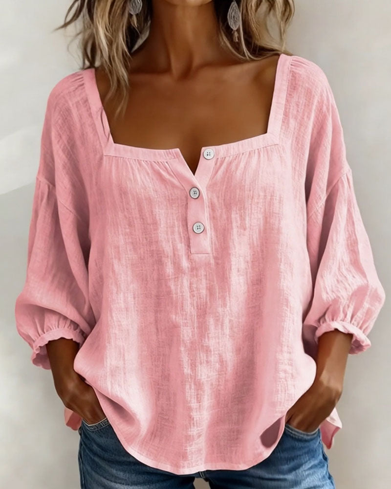 Glyressa - Blouse Femme Élégante à Col Carré
