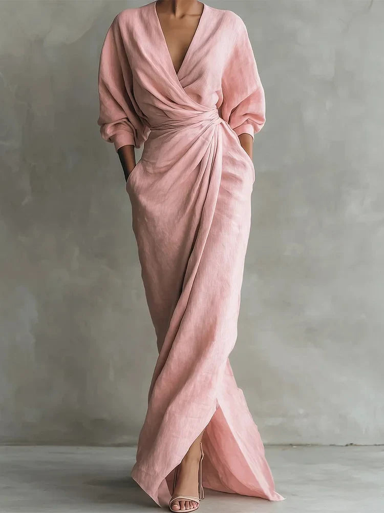 Robe extra-longue en lin et coton pour femmes