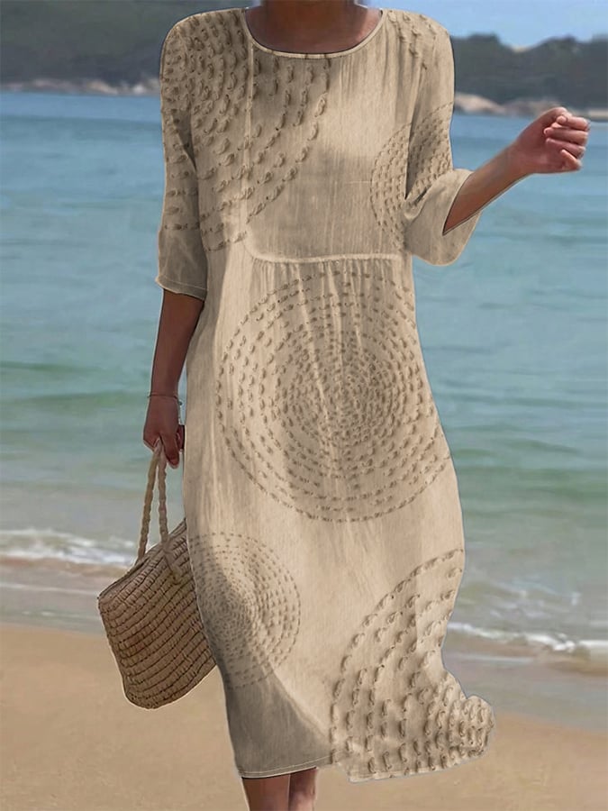 Pavessa - Robe Midi Fluide En Coton Et Lin À Motif Texturé