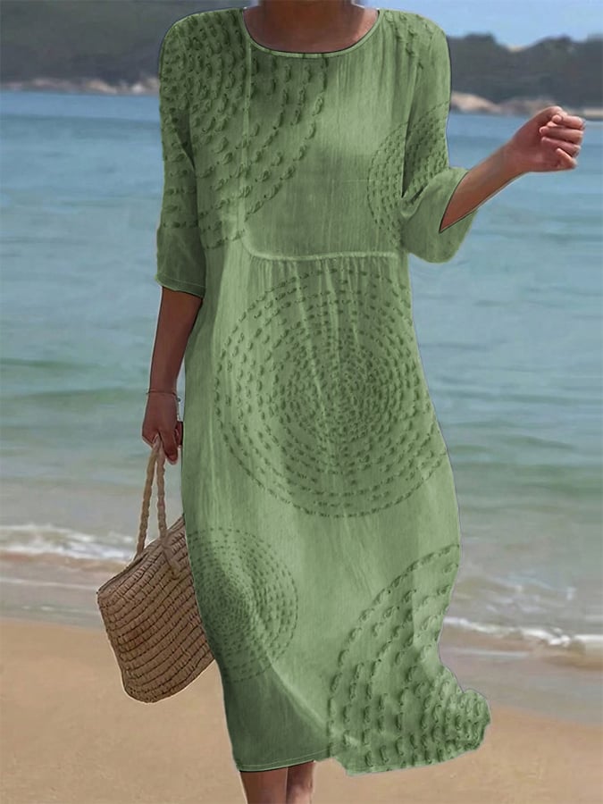 Pavessa - Robe Midi Fluide En Coton Et Lin À Motif Texturé